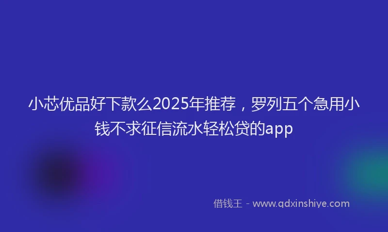 小芯优品好下款么2025年推荐，罗列五个急用小钱不求征信流水轻松贷的app