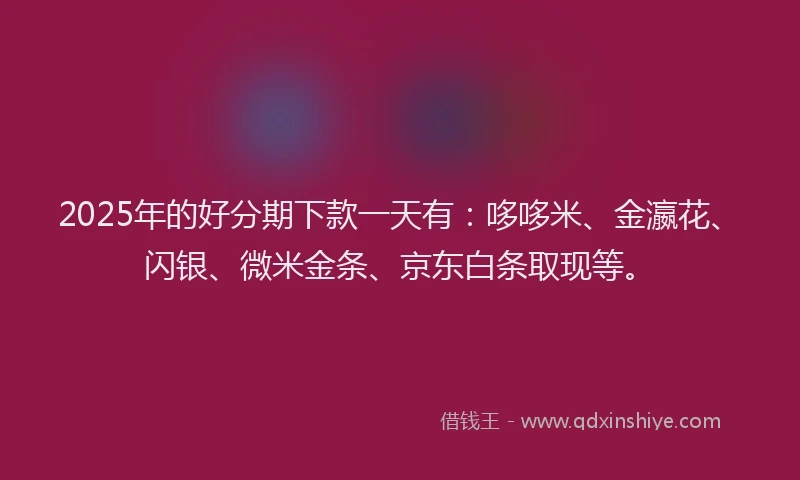2025年的好分期下款一天有：哆哆米、金瀛花、闪银、微米金条、京东白条取现等。