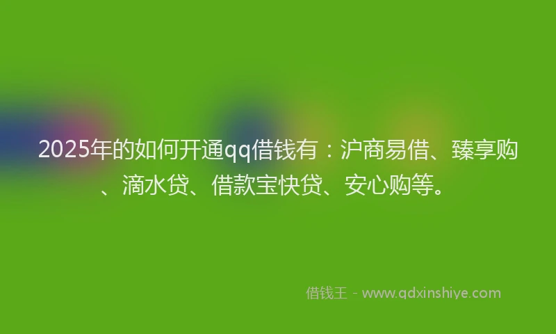 2025年的如何开通qq借钱有：沪商易借、臻享购、滴水贷、借款宝快贷、安心购等。