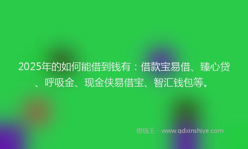 2025年的如何能借到钱有：借款宝易借、臻心贷、呼吸金、现金侠易借宝、智汇钱包等。