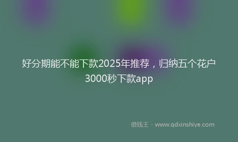 好分期能不能下款2025年推荐，归纳五个花户3000秒下款app