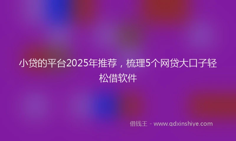 小贷的平台2025年推荐，梳理5个网贷大口子轻松借软件