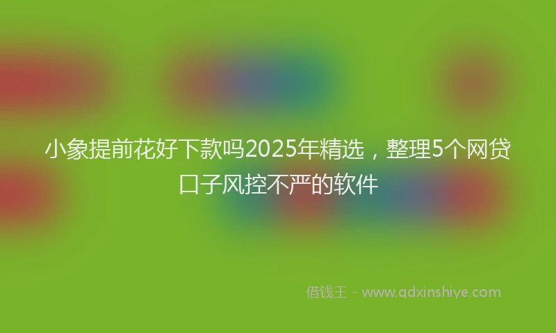 小象提前花好下款吗2025年精选，整理5个网贷口子风控不严的软件