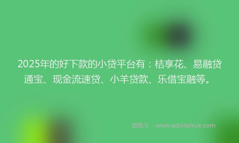 2025年的好下款的小贷平台有：桔享花、易融贷通宝、现金流速贷、小羊贷款、乐借宝融等。