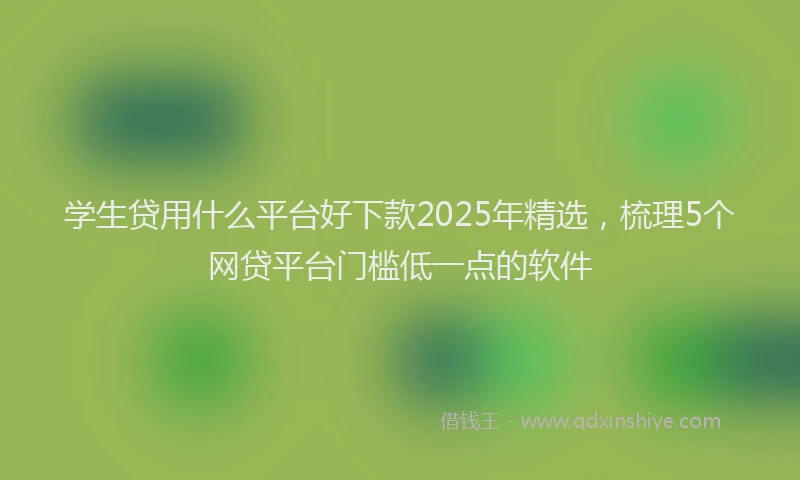 学生贷用什么平台好下款2025年精选，梳理5个网贷平台门槛低一点的软件