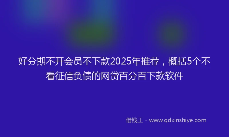 好分期不开会员不下款2025年推荐，概括5个不看征信负债的网贷百分百下款软件