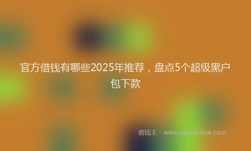 官方借钱有哪些2025年推荐，盘点5个超级黑户包下款