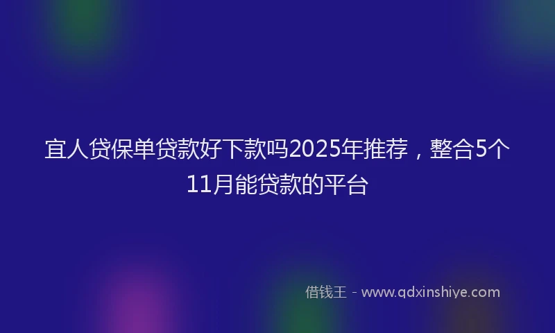 宜人贷保单贷款好下款吗2025年推荐，整合5个11月能贷款的平台