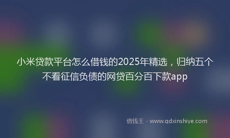 小米贷款平台怎么借钱的2025年精选，归纳五个不看征信负债的网贷百分百下款app