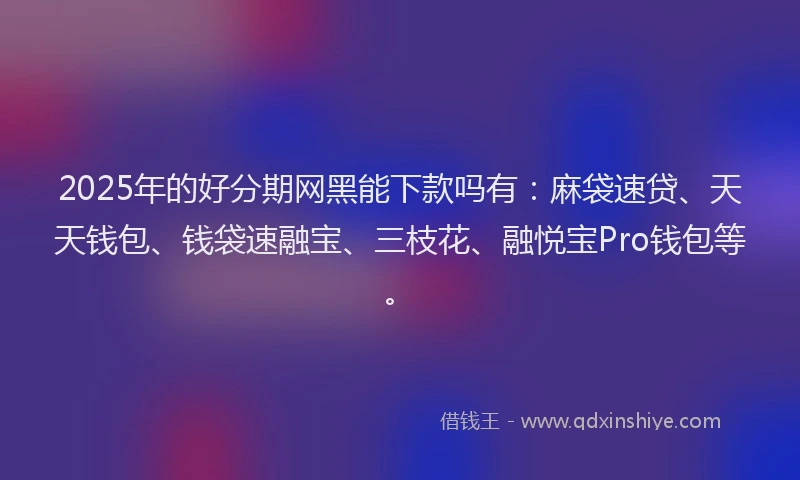 2025年的好分期网黑能下款吗有：麻袋速贷、天天钱包、钱袋速融宝、三枝花、融悦宝Pro钱包等。