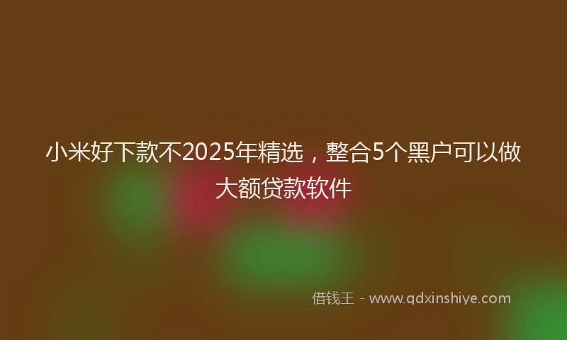 小米好下款不2025年精选，整合5个黑户可以做大额贷款软件