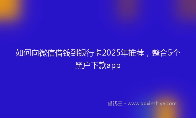 如何向微信借钱到银行卡2025年推荐，整合5个黑户下款app