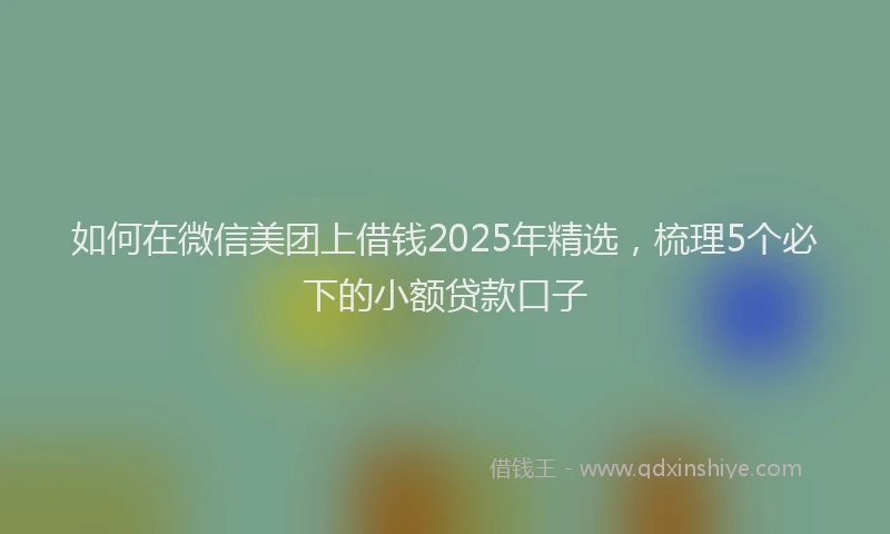 如何在微信美团上借钱2025年精选，梳理5个必下的小额贷款口子