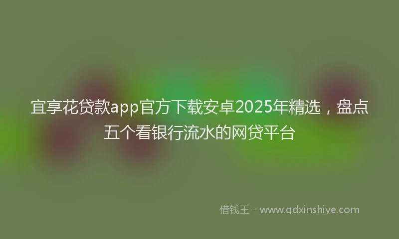 宜享花贷款app官方下载安卓2025年精选，盘点五个看银行流水的网贷平台