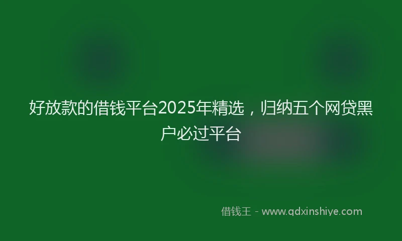 好放款的借钱平台2025年精选，归纳五个网贷黑户必过平台