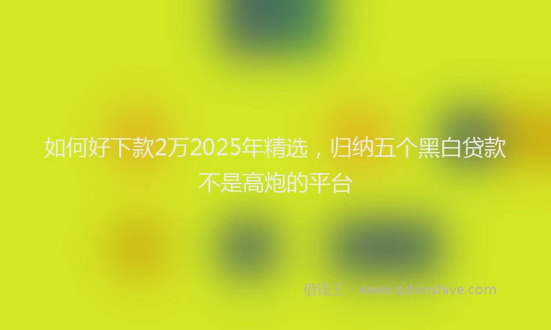 如何好下款2万2025年精选，归纳五个黑白贷款不是高炮的平台