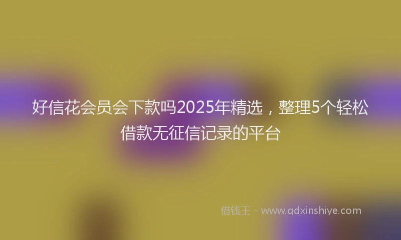 好信花会员会下款吗2025年精选，整理5个轻松借款无征信记录的平台