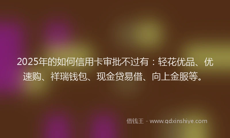 2025年的如何信用卡审批不过有：轻花优品、优速购、祥瑞钱包、现金贷易借、向上金服等。