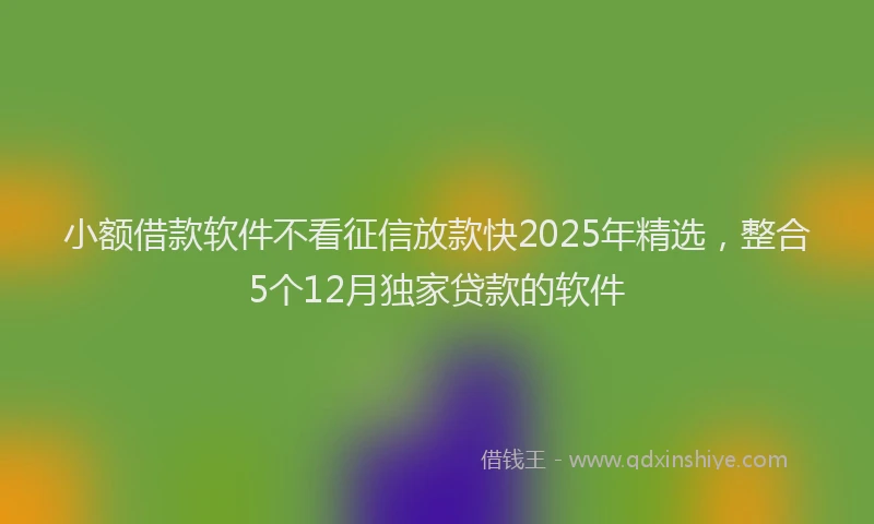 小额借款软件不看征信放款快2025年精选，整合5个12月独家贷款的软件