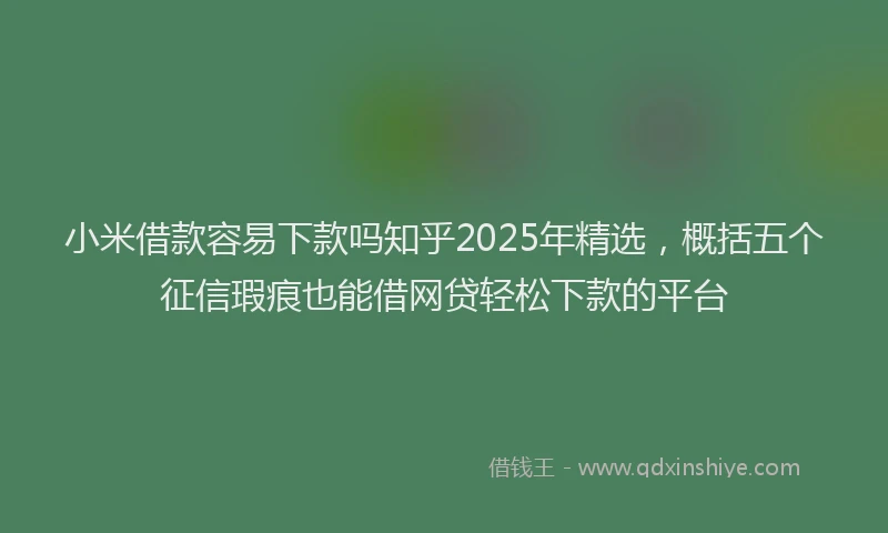 小米借款容易下款吗知乎2025年精选，概括五个征信瑕疵也能借网贷轻松下款的平台