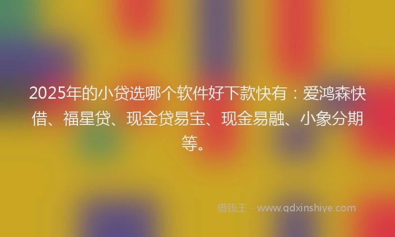 2025年的小贷选哪个软件好下款快有：爱鸿森快借、福星贷、现金贷易宝、现金易融、小象分期等。