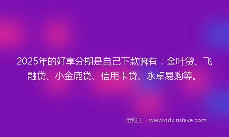 2025年的好享分期是自己下款嘛有：金叶贷、飞融贷、小金鹿贷、信用卡贷、永卓易购等。
