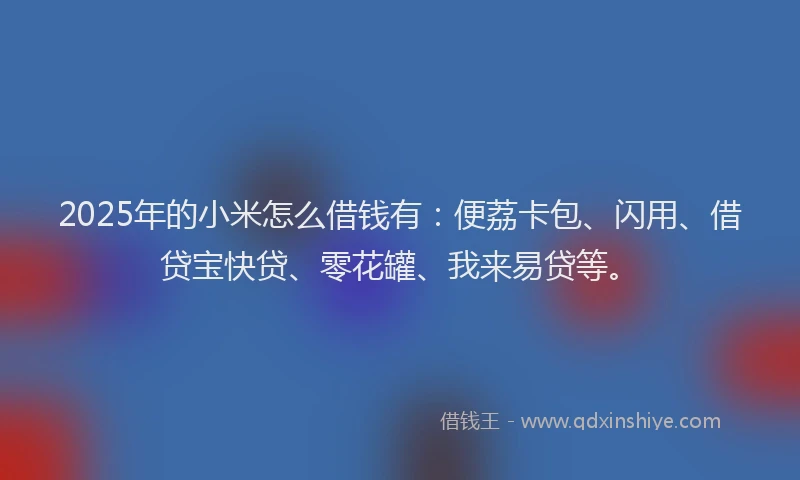 2025年的小米怎么借钱有：便荔卡包、闪用、借贷宝快贷、零花罐、我来易贷等。