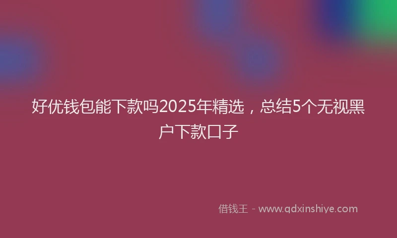 好优钱包能下款吗2025年精选，总结5个无视黑户下款口子