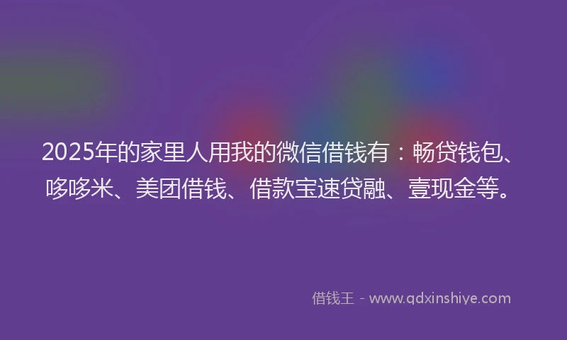 2025年的家里人用我的微信借钱有：畅贷钱包、哆哆米、美团借钱、借款宝速贷融、壹现金等。