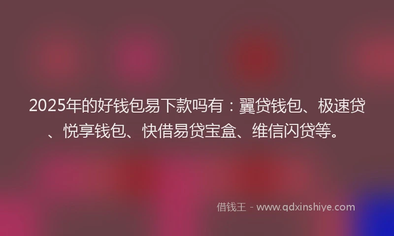 2025年的好钱包易下款吗有：翼贷钱包、极速贷、悦享钱包、快借易贷宝盒、维信闪贷等。