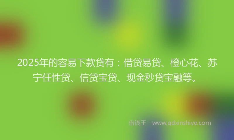 2025年的容易下款贷有：借贷易贷、橙心花、苏宁任性贷、信贷宝贷、现金秒贷宝融等。
