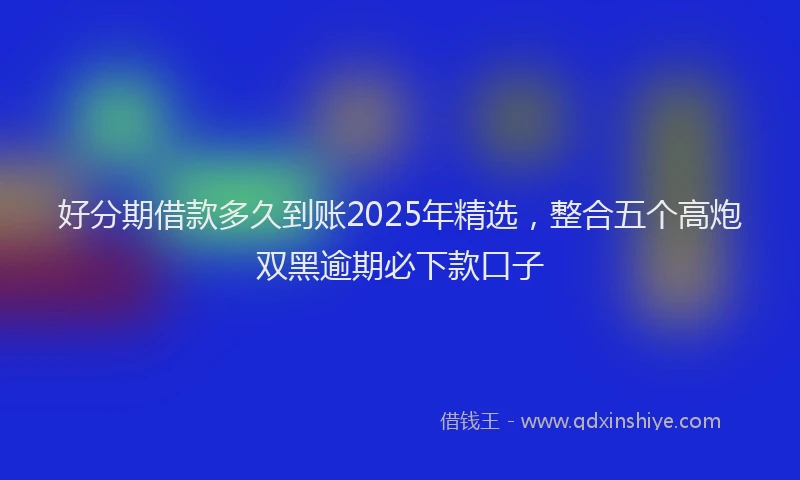 好分期借款多久到账2025年精选，整合五个高炮双黑逾期必下款口子