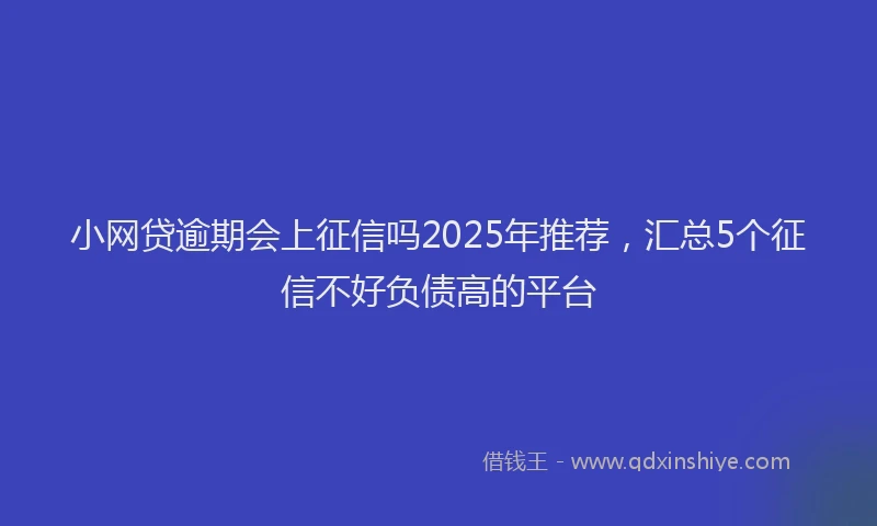 小网贷逾期会上征信吗2025年推荐，汇总5个征信不好负债高的平台