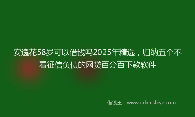 安逸花58岁可以借钱吗2025年精选，归纳五个不看征信负债的网贷百分百下款软件