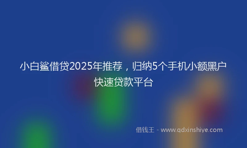 小白鲨借贷2025年推荐，归纳5个手机小额黑户快速贷款平台