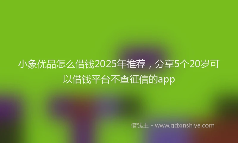 小象优品怎么借钱2025年推荐，分享5个20岁可以借钱平台不查征信的app