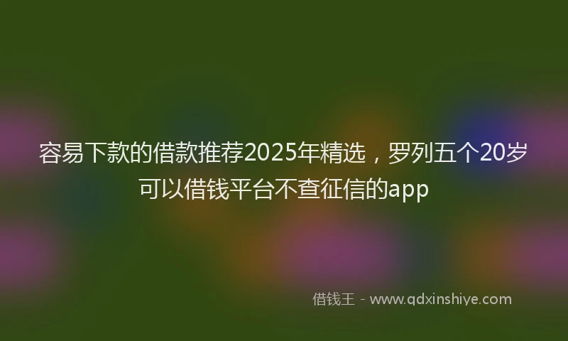 容易下款的借款推荐2025年精选，罗列五个20岁可以借钱平台不查征信的app