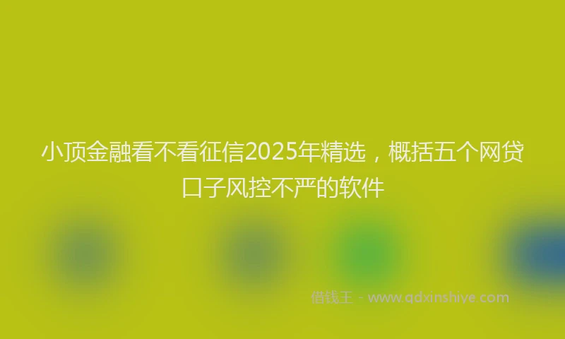 小顶金融看不看征信2025年精选，概括五个网贷口子风控不严的软件