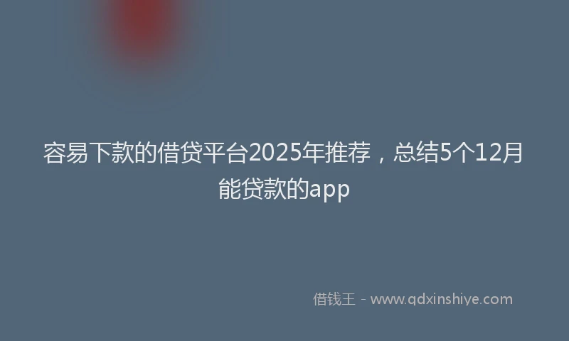 容易下款的借贷平台2025年推荐，总结5个12月能贷款的app