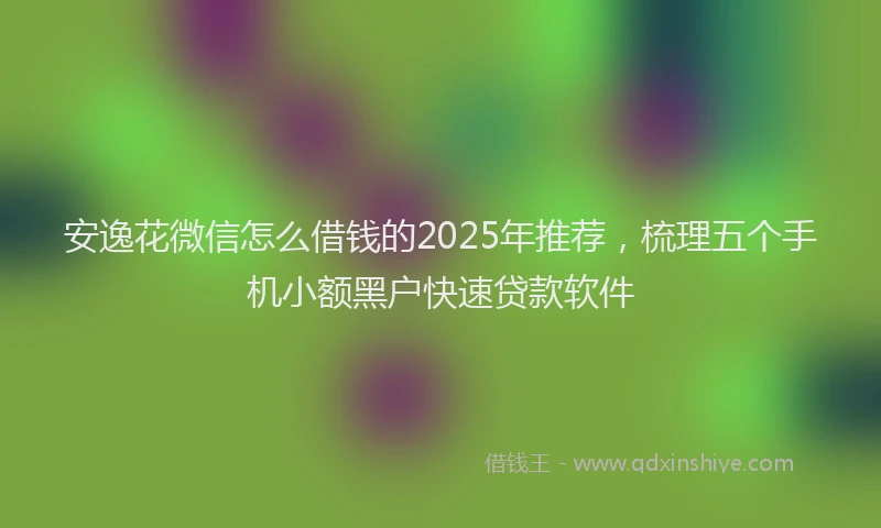 安逸花微信怎么借钱的2025年推荐,梳理五个手机小额黑户快速贷款软件