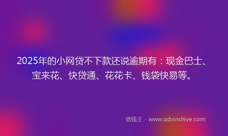2025年的小网贷不下款还说逾期有：现金巴士、宝来花、快贷通、花花卡、钱袋快易等。