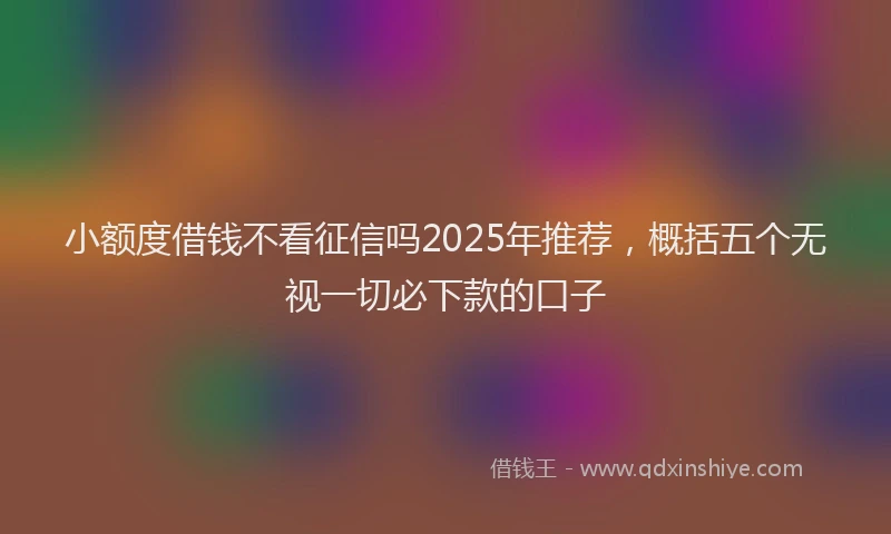 小额度借钱不看征信吗2025年推荐，概括五个无视一切必下款的口子