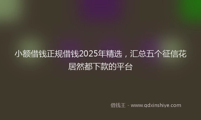 小额借钱正规借钱2025年精选,汇总五个征信花居然都下款的平台