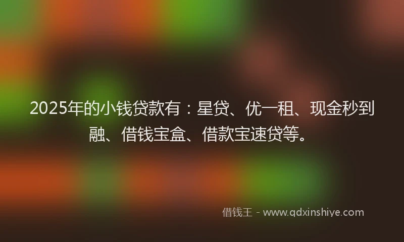 2025年的小钱贷款有：星贷、优一租、现金秒到融、借钱宝盒、借款宝速贷等。