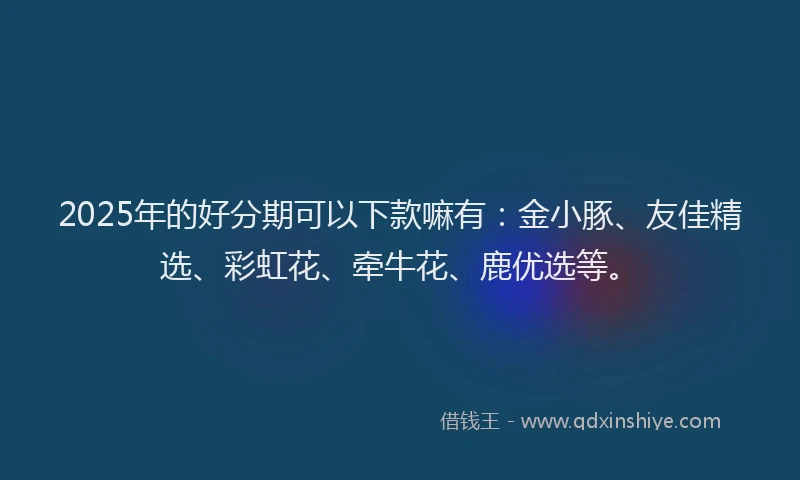 2025年的好分期可以下款嘛有：金小豚、友佳精选、彩虹花、牵牛花、鹿优选等。