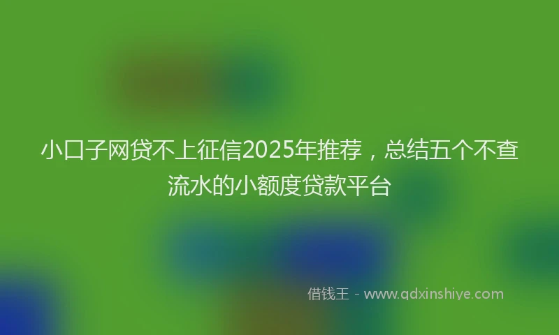 小口子网贷不上征信2025年推荐，总结五个不查流水的小额度贷款平台