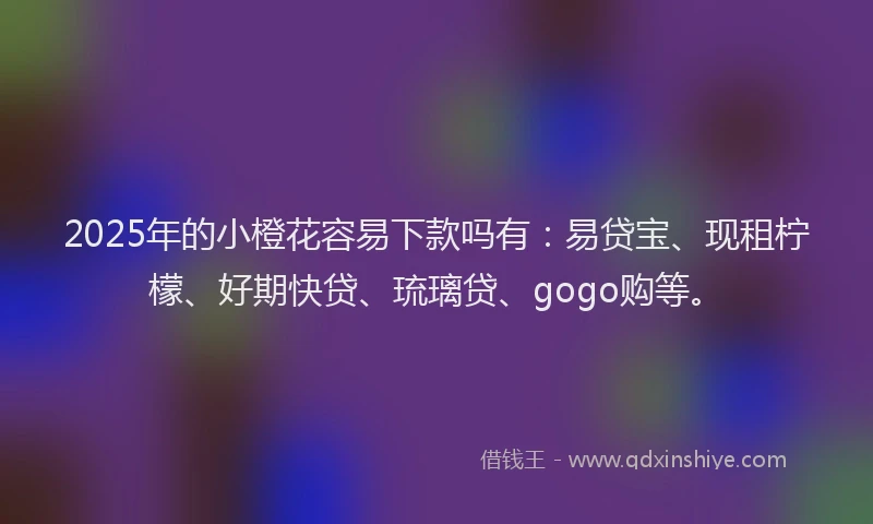 2025年的小橙花容易下款吗有：易贷宝、现租柠檬、好期快贷、琉璃贷、gogo购等。