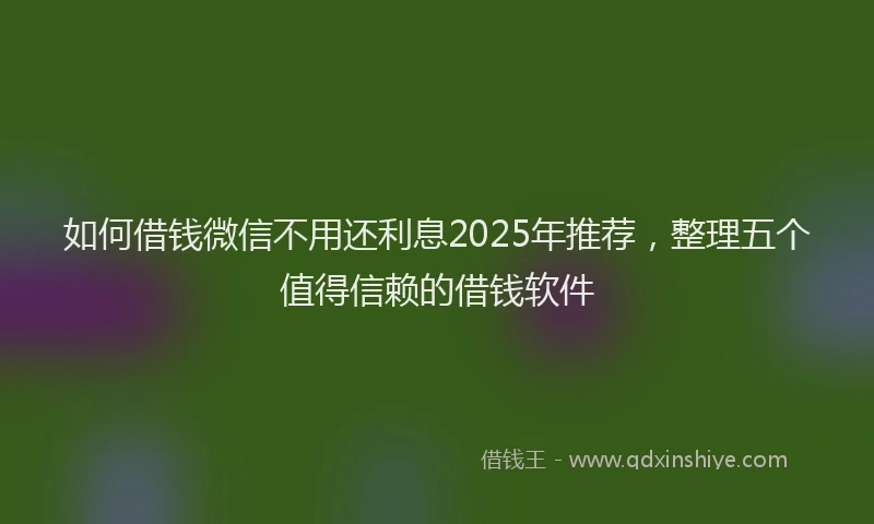 如何借钱微信不用还利息2025年推荐，整理五个值得信赖的借钱软件