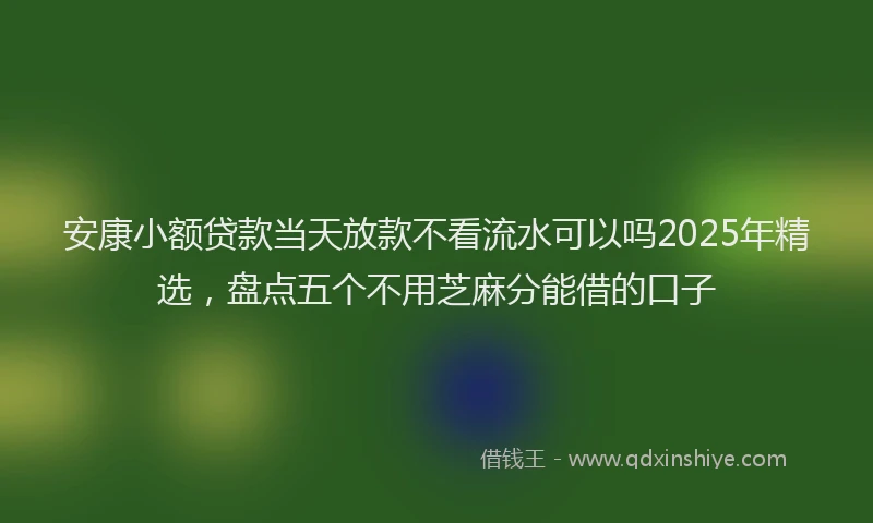 安康小额贷款当天放款不看流水可以吗2025年精选，盘点五个不用芝麻分能借的口子