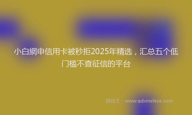 小白網申信用卡被秒拒2025年精选，汇总五个低门槛不查征信的平台